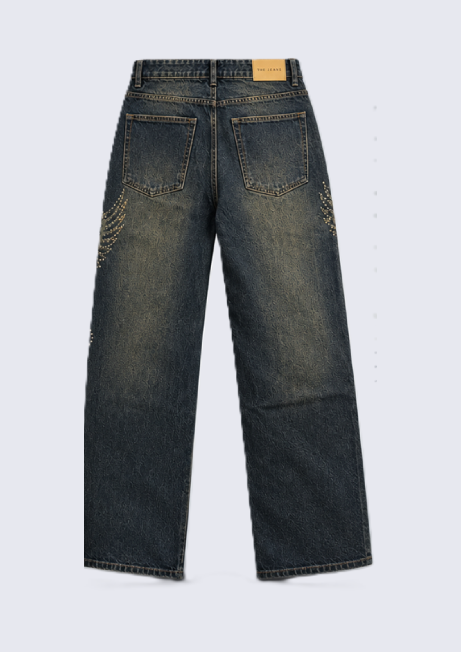 Men's distressed Laser with Studs Denim